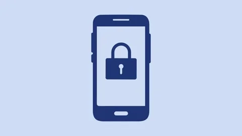 Smartphone security padlock icon animation isolated on blue background Stock Footage 337363561