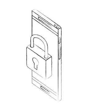 Smartphone security padlock network data Illustrazione stock