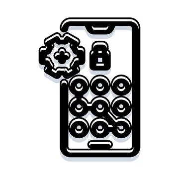 Smartphone security settings with pattern lock concept Stock Illustration