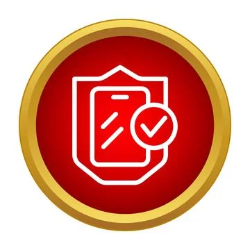 Smartphone security shield with check mark icon Stock Illustration