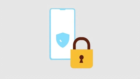 Smartphone security shield Lock padlock concept icon loop animation video w.. Stock Footage 310645393