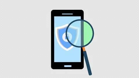 Smartphone Security Shield with Magnifying Glass Mobile Protection Animation 库存影片 339779426