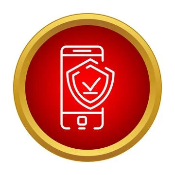 Smartphone security shield protecting mobile data icon Stock Illustration
