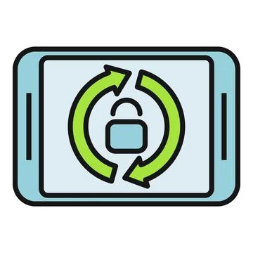 Smartphone security update syncing locked access progress Stock Illustration