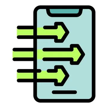 Smartphone sending data with arrows indicating fast transfer speed Stock Illustration