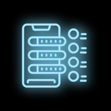 Smartphone sending data to the cloud in neon light style イラスト素材