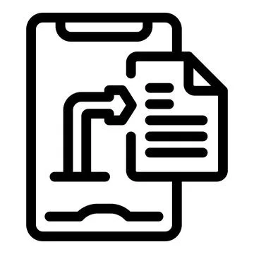 Smartphone sending data to document, mobile data transfer icon Stock Illustration