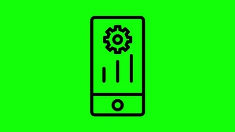 Smartphone setting and data analysis icon animation on green screen background Stock Footage 330397547