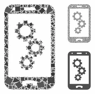 Smartphone settings gears Composition Icon of Irregular Items 스톡 일러스트