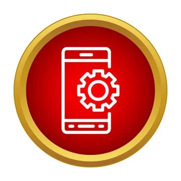 Smartphone settings icon on a red button 库存插图