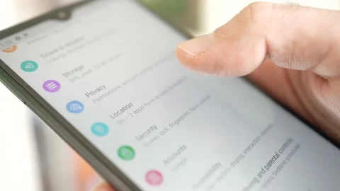 Smartphone Settings Menu With Many Options and Features Stock Footage 223264798