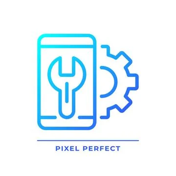 Smartphone settings pixel perfect gradient linear vector icon Ilustração Stock