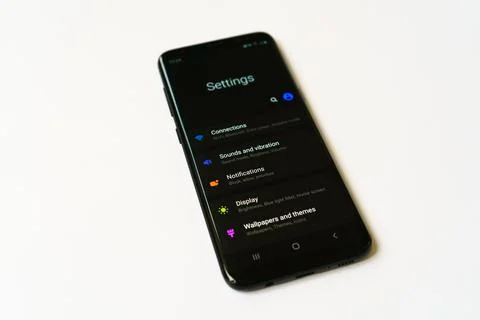 Smartphone on the settings screen Stock Photos