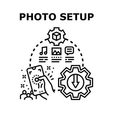 Smartphone setup for content creating downloading and sharing Illustrazione stock