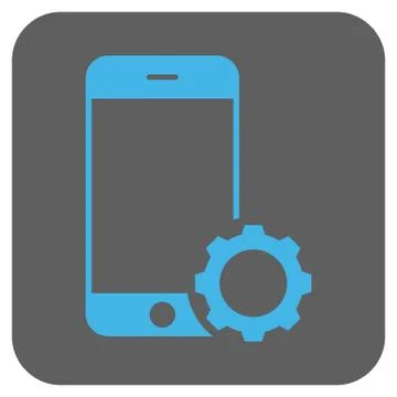 Smartphone Setup Gear Rounded Square Vector Icon Stock Illustration