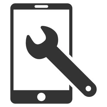 Smartphone Setup Wrench Flat Vector Icon Stock Illustration