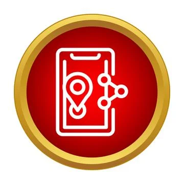 Smartphone sharing location pin through social network Stockillustratie
