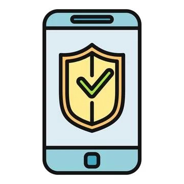 Smartphone with shield and check mark icon 스톡 일러스트