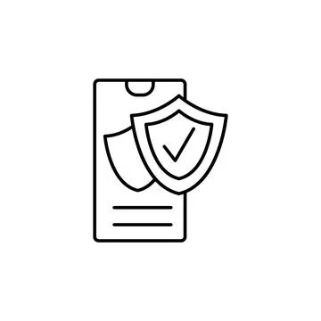 Smartphone shield icon. Simple line, outline vector of phone application icons Stock Illustration