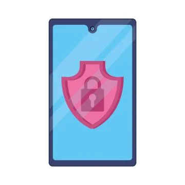 Smartphone with shield padlock security Stock Illustration