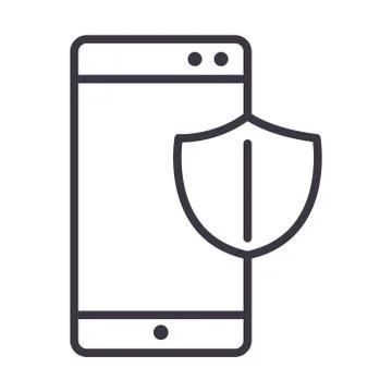 Smartphone shield protection device technology thin line style design icon イラスト素材