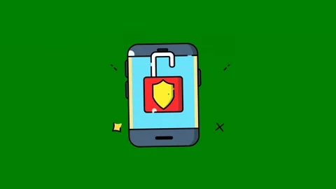 Smartphone shield the screen lock phone green screen animated chromakey Stock Footage 314067429