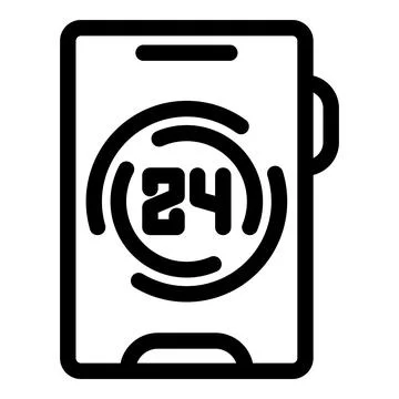 Smartphone showing 24 hours availability icon vector Stock Illustration