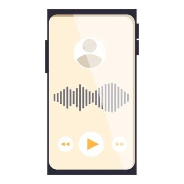 Smartphone showing audio recording application interface with sound waveform Stock Illustration