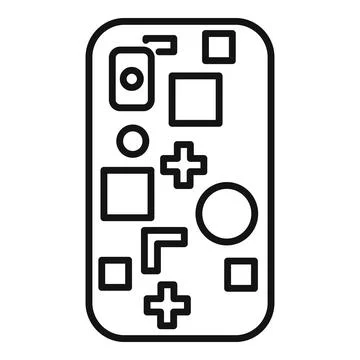Smartphone showing augmented reality game interface with geometric shapes Stock Illustration