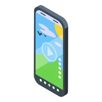 Smartphone showing augmented reality navigation app with play button Stock Illustration