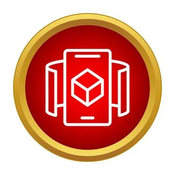 Smartphone showing augmented reality virtual cube icon Stock Illustration