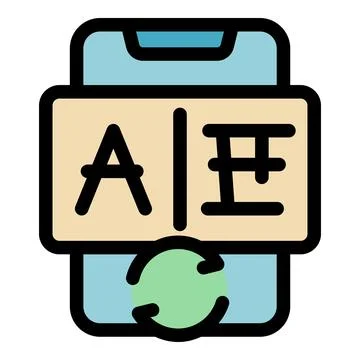 Smartphone showing auto translate function with rotating loading icon Stock Illustration