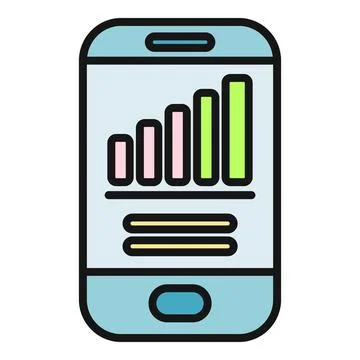 Smartphone showing bar chart with increasing data analysis 库存插图