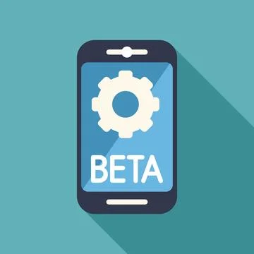 Smartphone showing beta version software update with gear icon Illustrazione stock