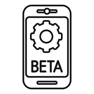 Smartphone showing beta version software with gear icon 스톡 일러스트