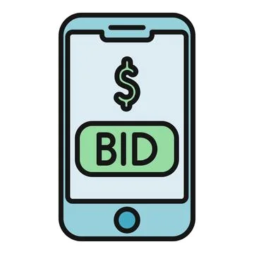 Smartphone showing bid button for online auction Stock Illustration