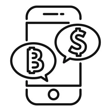 Smartphone showing bitcoin converting to dollar currency icon Stock Illustration