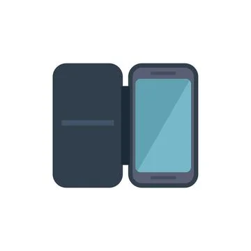 Smartphone showing blank screen with open flip case protecting it Stock Illustration