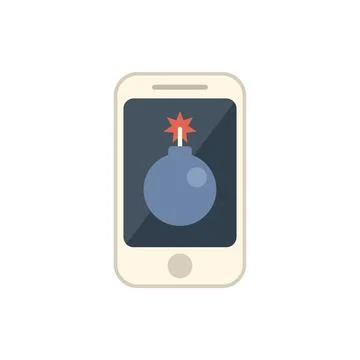 Smartphone showing a bomb about to explode Stock Illustration