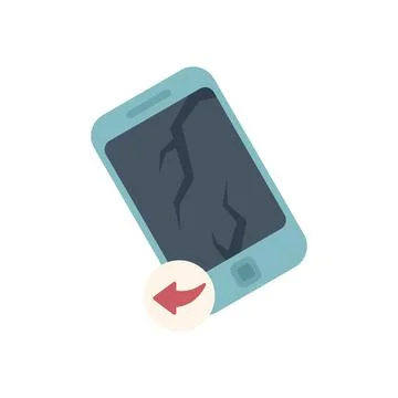 Smartphone showing broken screen and undo arrow requesting reverse action Stock Illustration