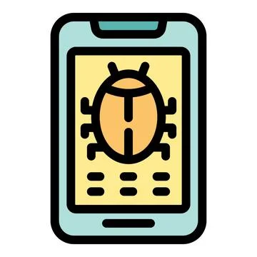 Smartphone showing bug icon indicating malware infection Illustrazione stock