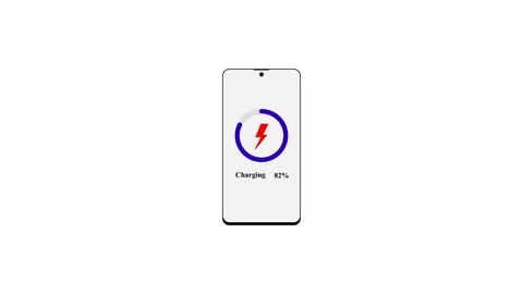 Smartphone showing charging lightning icon at percent Stock Footage 333782268
