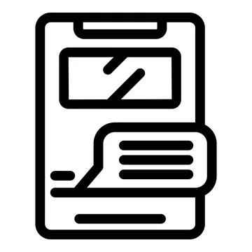 Smartphone showing chat bubble with text lines icon Stock Illustration