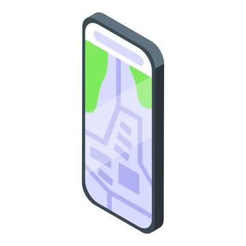 Smartphone showing city map navigation app in isometric view Stock Illustration