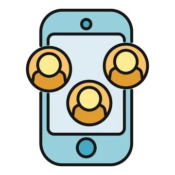 Smartphone showing connected user profiles social network 스톡 일러스트