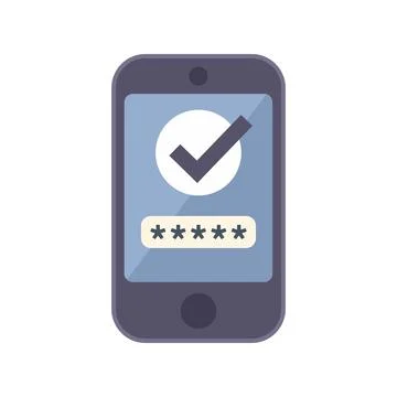 Smartphone showing correct password entry on screen Stock Illustration
