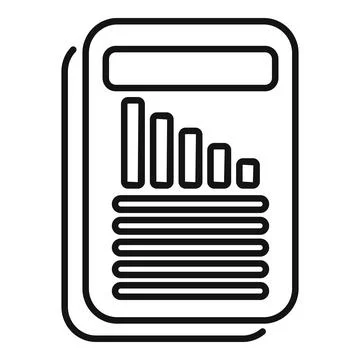 Smartphone showing decreasing bar graph icon vector outline Stockillustratie