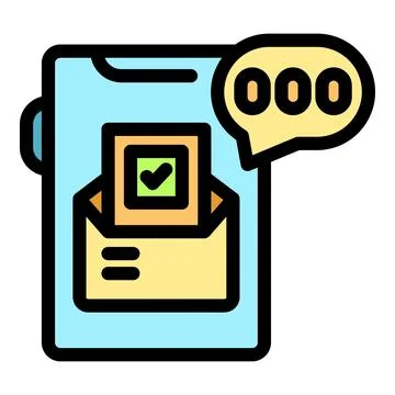 Smartphone showing email message notification with check mark and three dot.. Illustrazione stock