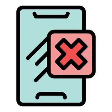 Smartphone showing error message with red cross mark icon Illustrazione stock