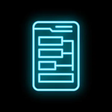 Smartphone showing gantt chart app with blue neon light 스톡 일러스트